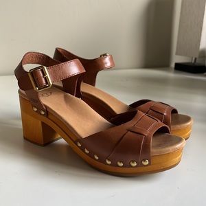 Ugg Janie Wooden Block Clog Heel Strappy Studded Heeled Sandals